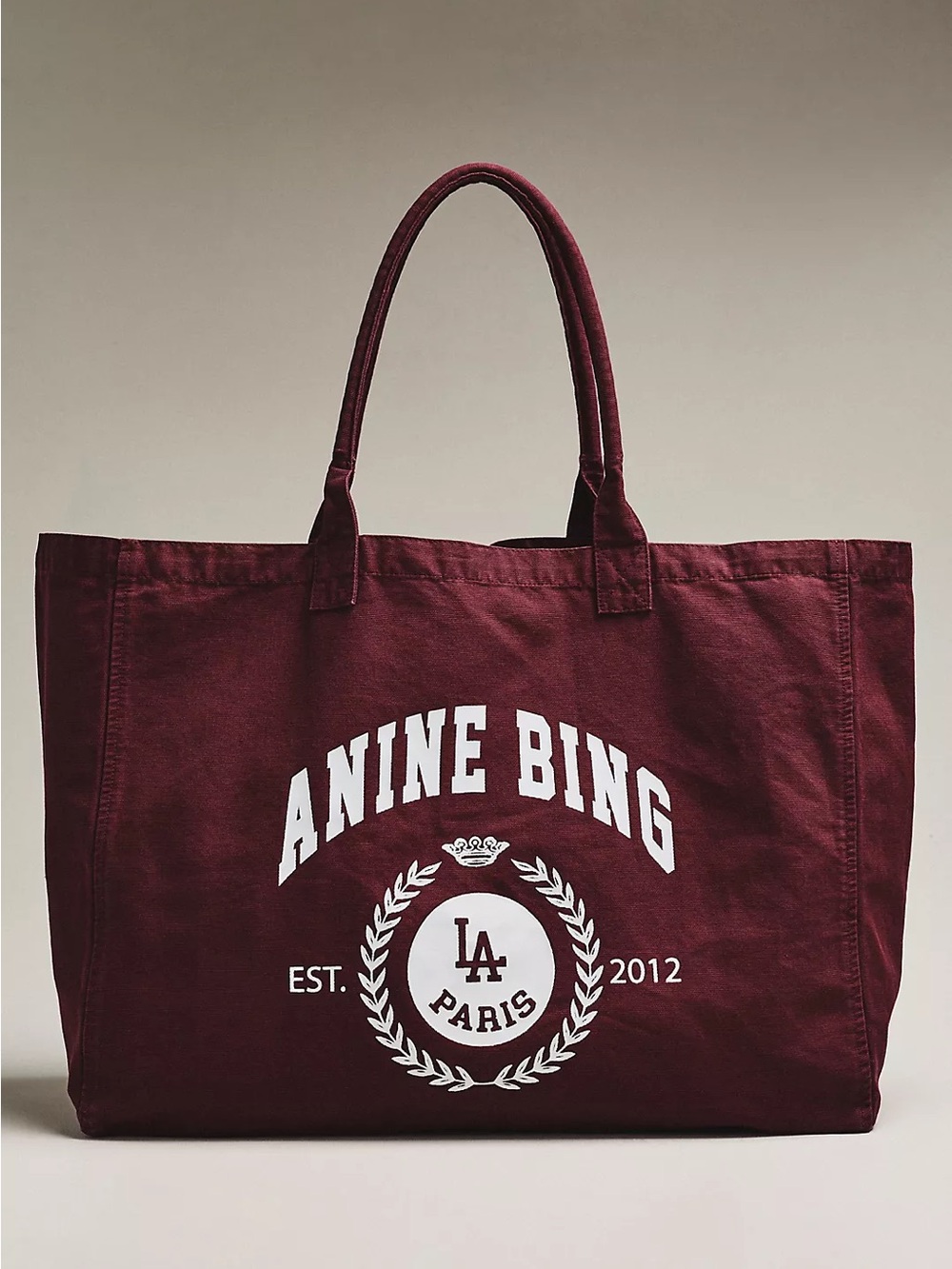 NWT Anine Bing Leo Collegiate Canvas Tote Bag